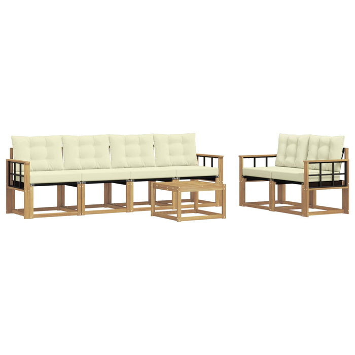 Set de canapele de exterior cu pernă 7 pcs Alb și crem WALTI