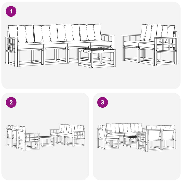 Set de canapele de exterior cu pernă 7 pcs Alb și crem WALTI
