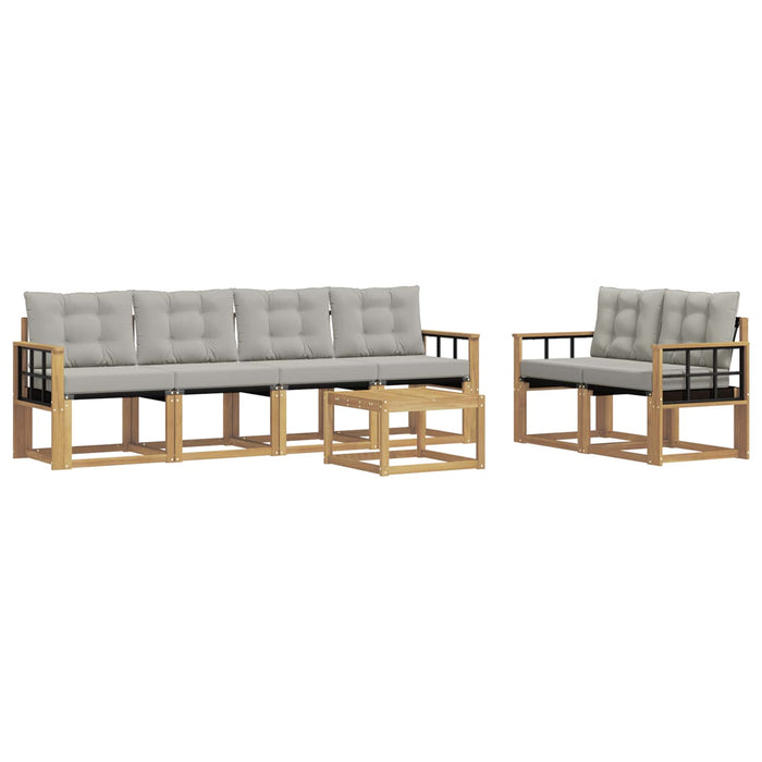 Set de canapele de exterior cu pernă 7 pcs Alb și gri deschis WALTI
