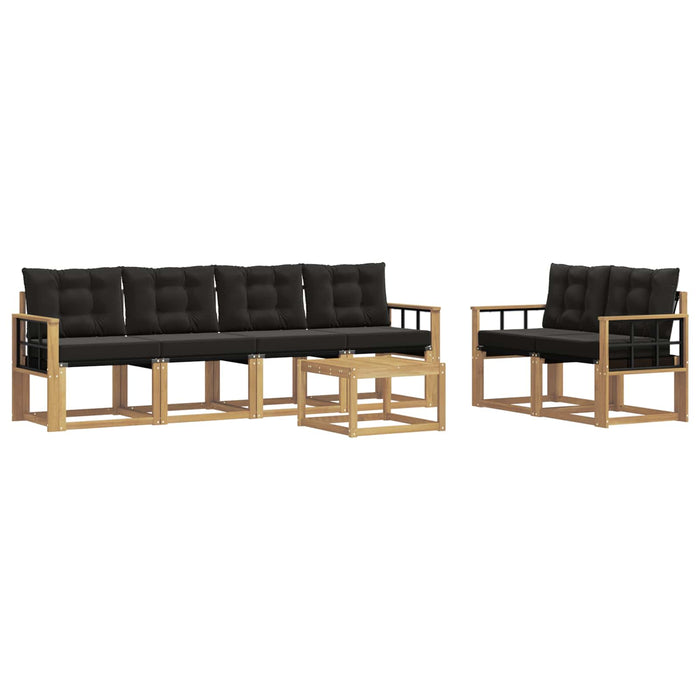 Set de canapele de exterior cu pernă 7 pcs Alb și negru WALTI