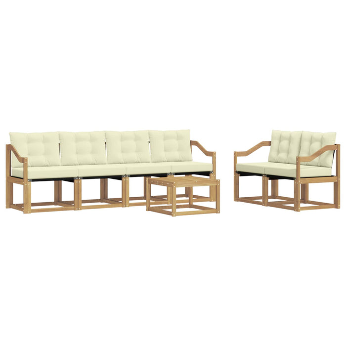 Set de canapele de exterior cu pernă 7 pcs Alb și crem WALTI