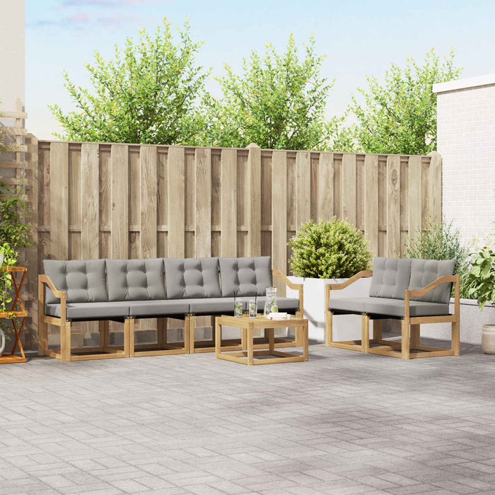 Set de canapele de exterior cu pernă 7 pcs Alb și gri deschis WALTI