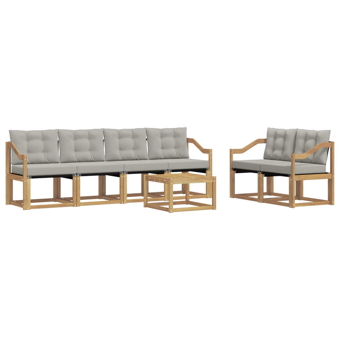 Set de canapele de exterior cu pernă 7 pcs Alb și gri deschis WALTI