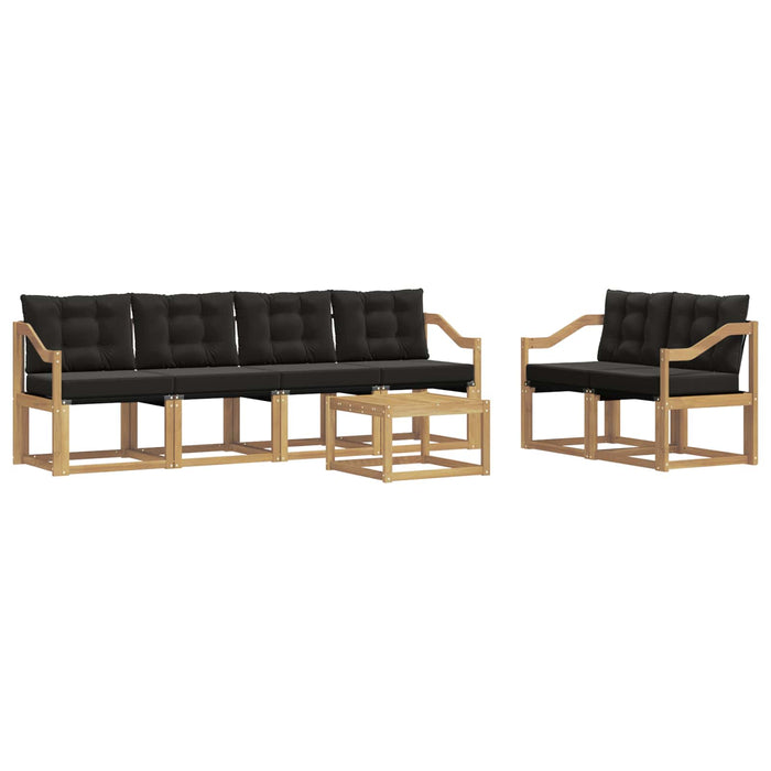 Set de canapele de exterior cu pernă 7 pcs Alb și negru WALTI