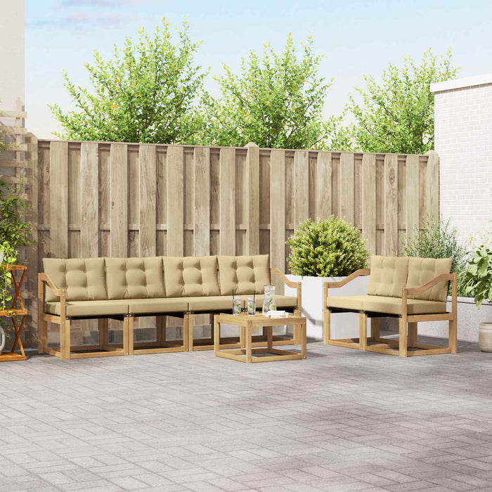 Set de canapele de exterior cu pernă 7 pcs Alb și Bej WALTI