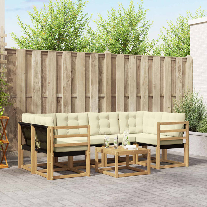 Set de canapele de exterior cu pernă 7 pcs Alb și crem WALTI