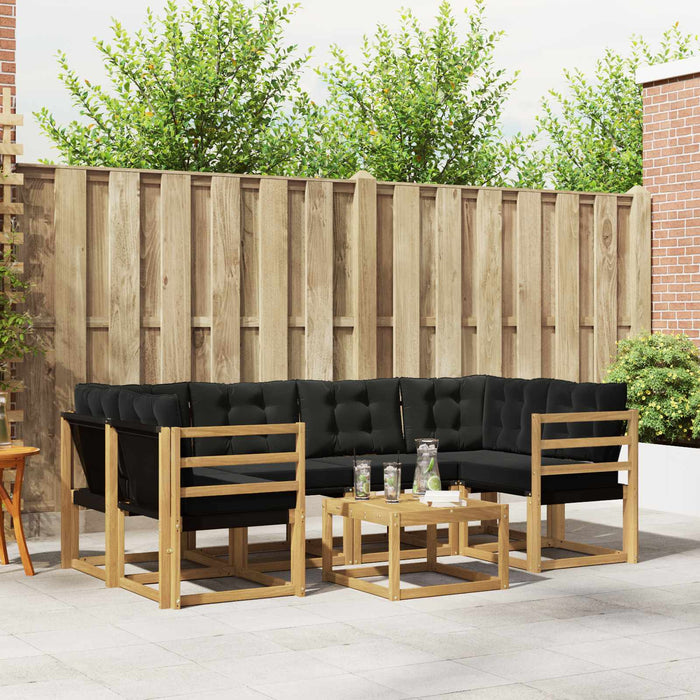 Set de canapele de exterior cu pernă 7 pcs Alb și negru WALTI