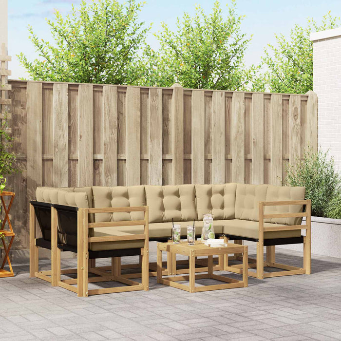 Set de canapele de exterior cu pernă 7 pcs Alb și Bej WALTI