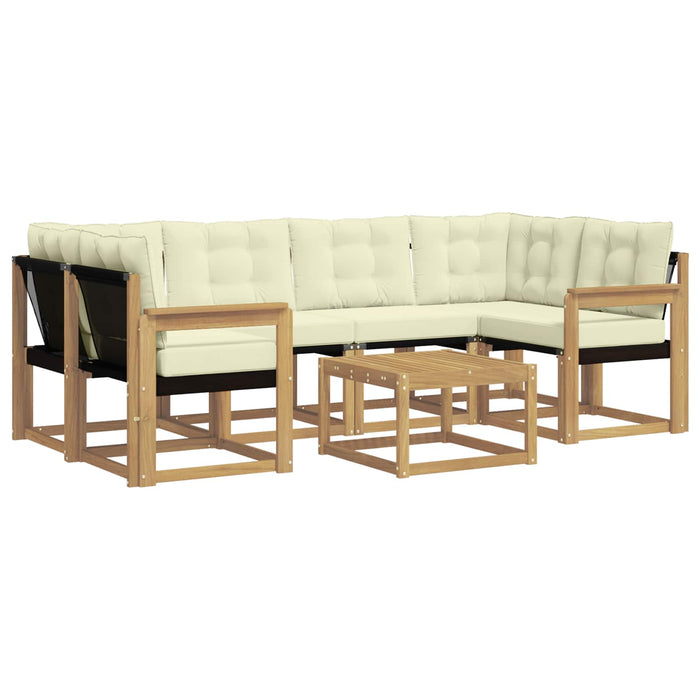 Set de canapele de exterior cu pernă 7 pcs Alb și crem WALTI