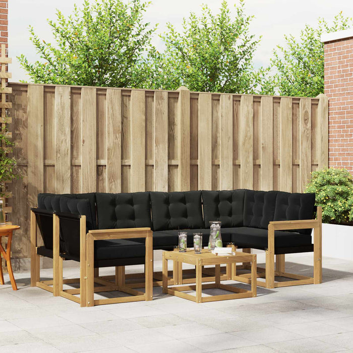 Set de canapele de exterior cu pernă 7 pcs Alb și negru WALTI