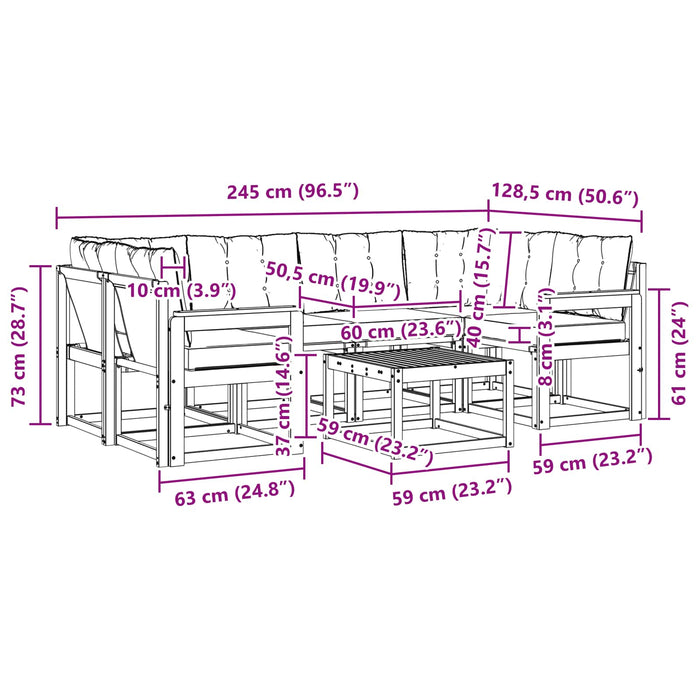 Set de canapele de exterior cu pernă 7 pcs Alb și negru WALTI