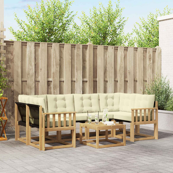 Set de canapele de exterior cu pernă 7 pcs Alb și crem WALTI