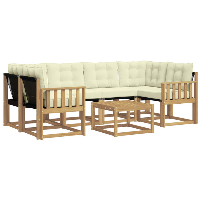 Set de canapele de exterior cu pernă 7 pcs Alb și crem WALTI