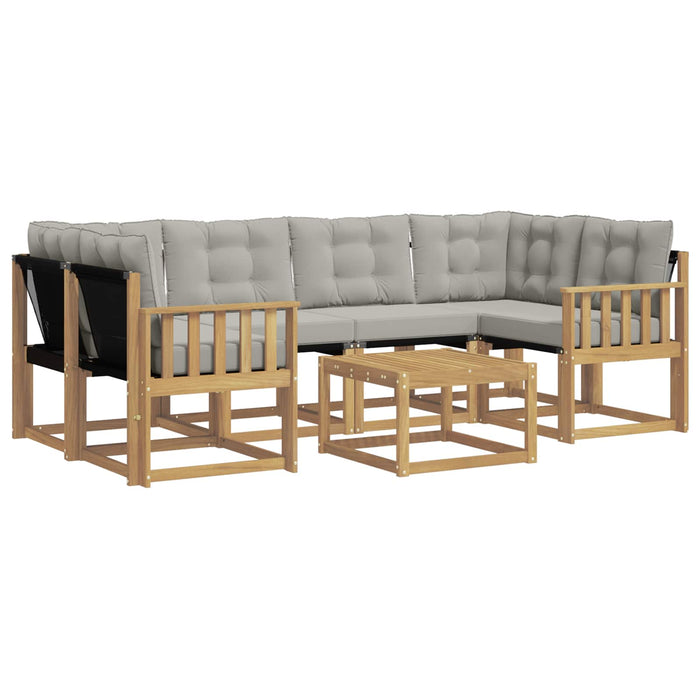 Set de canapele de exterior cu pernă 7 pcs Alb și gri deschis WALTI