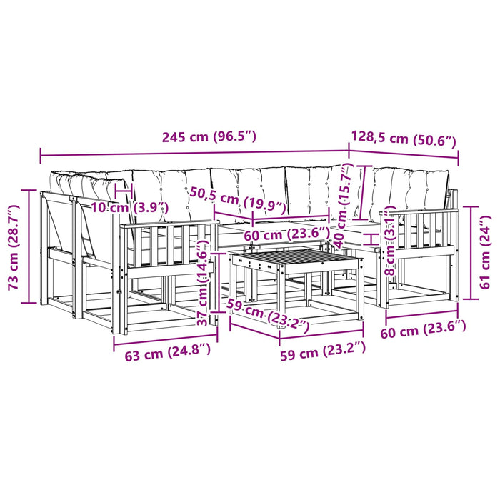 Set de canapele de exterior cu pernă 7 pcs Alb și gri deschis WALTI