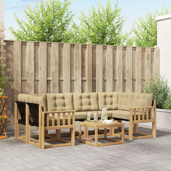 Set de canapele de exterior cu pernă 7 pcs Alb și Bej WALTI