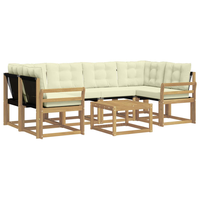 Set de canapele de exterior cu pernă 7 pcs Alb și crem WALTI