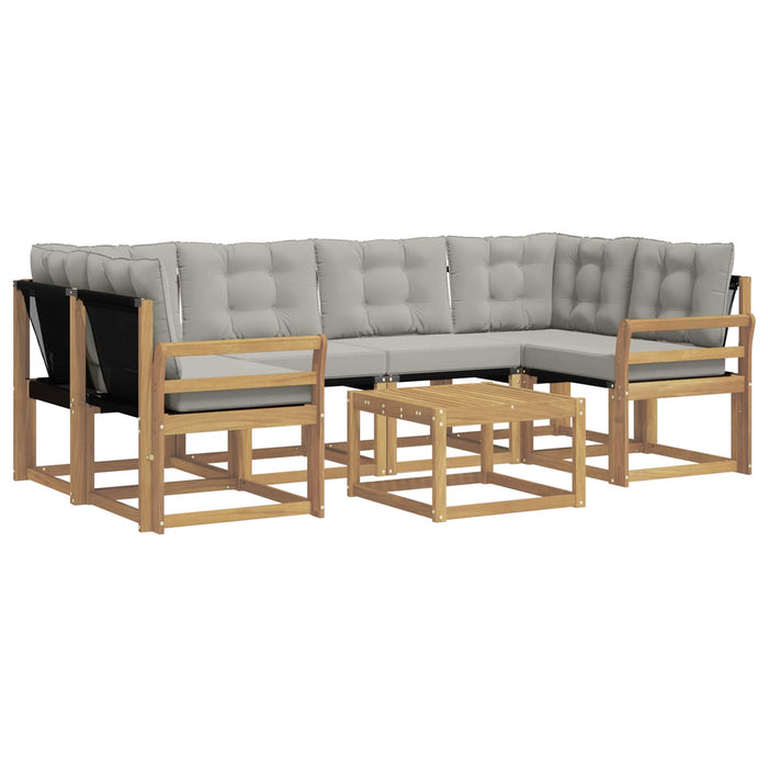 Set de canapele de exterior cu pernă 7 pcs Alb și gri deschis WALTI