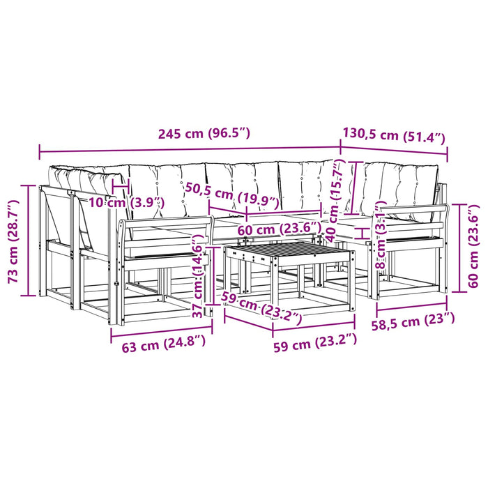 Set de canapele de exterior cu pernă 7 pcs Alb și Bej WALTI