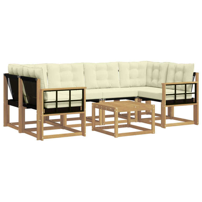 Set de canapele de exterior cu pernă 7 pcs Alb și crem WALTI