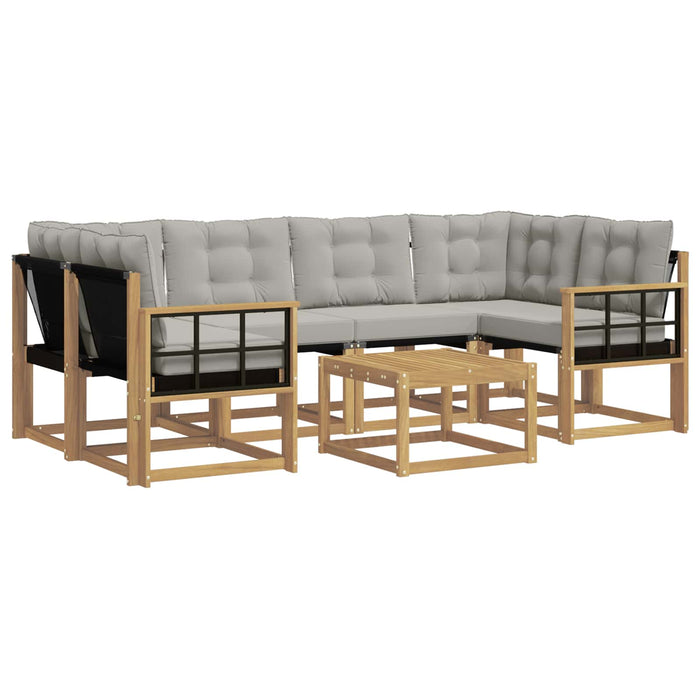 Set de canapele de exterior cu pernă 7 pcs Alb și gri deschis WALTI