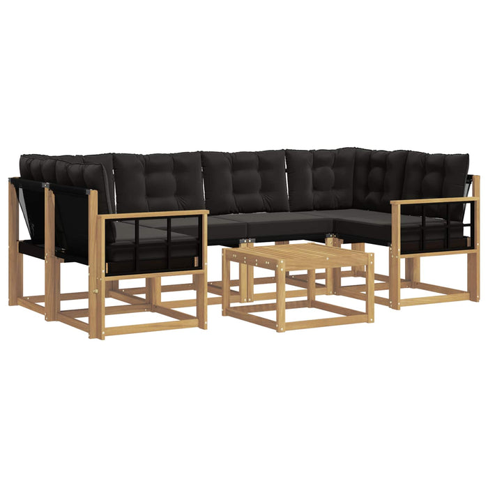 Set de canapele de exterior cu pernă 7 pcs Alb și negru WALTI
