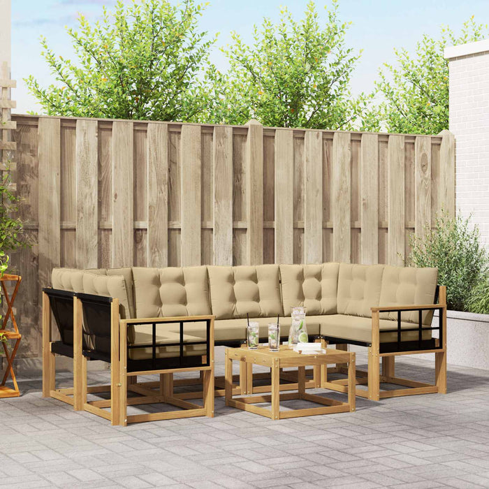 Set de canapele de exterior cu pernă 7 pcs Alb și Bej WALTI