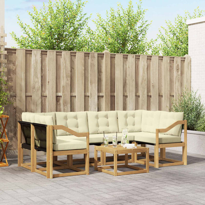 Set de canapele de exterior cu pernă 7 pcs Alb și crem WALTI