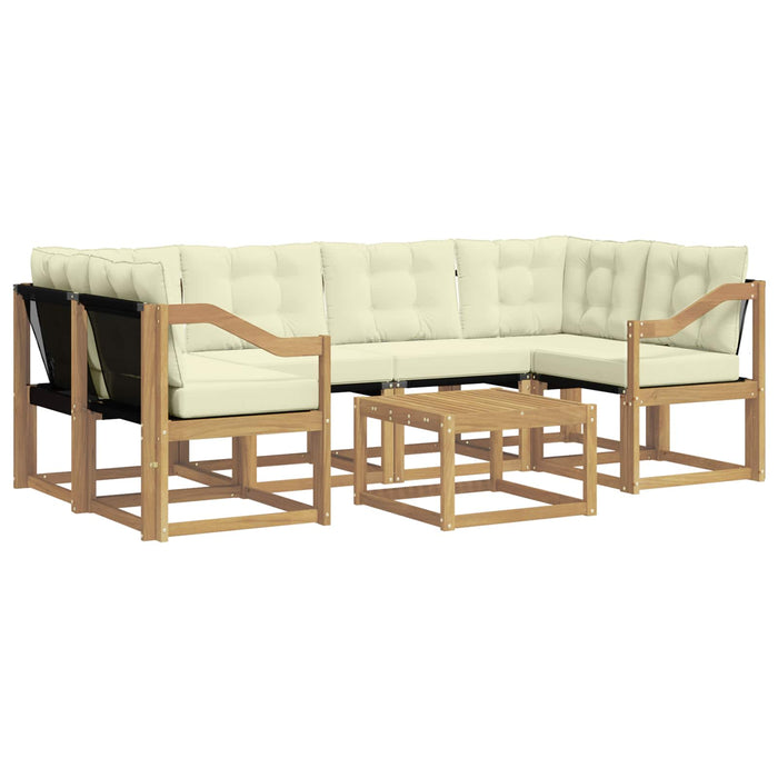 Set de canapele de exterior cu pernă 7 pcs Alb și crem WALTI