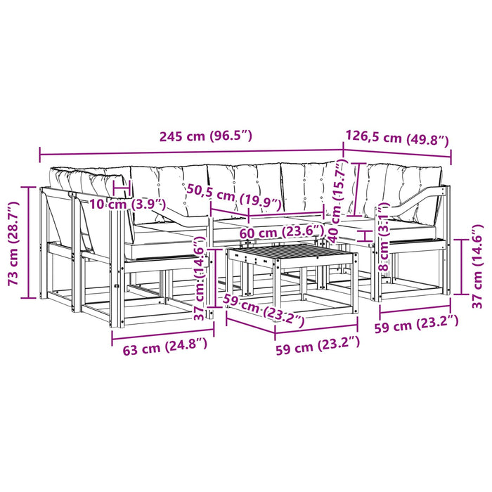 Set de canapele de exterior cu pernă 7 pcs Alb și crem WALTI