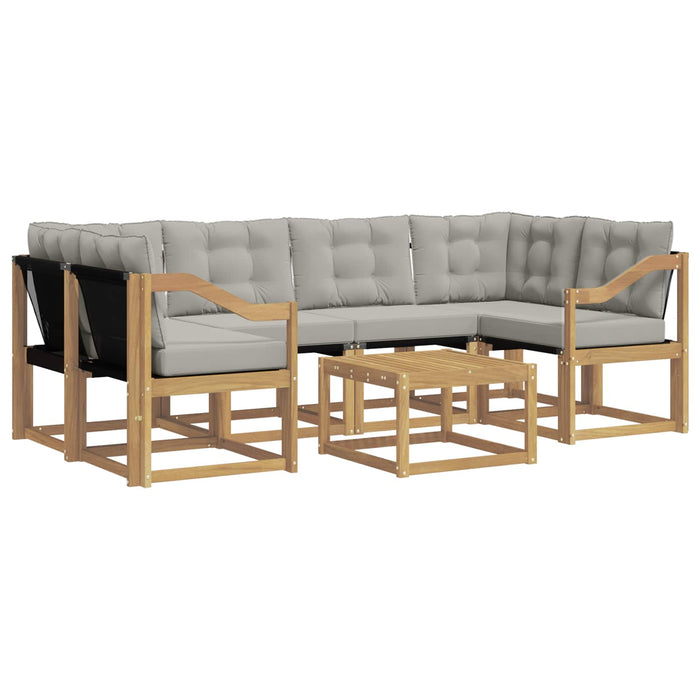 Set de canapele de exterior cu pernă 7 pcs Alb și gri deschis WALTI
