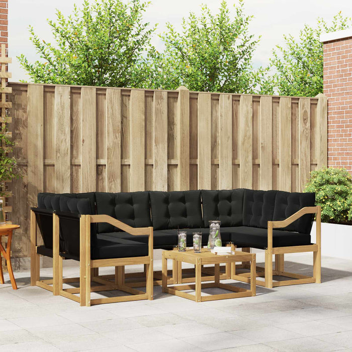 Set de canapele de exterior cu pernă 7 pcs Alb și negru WALTI