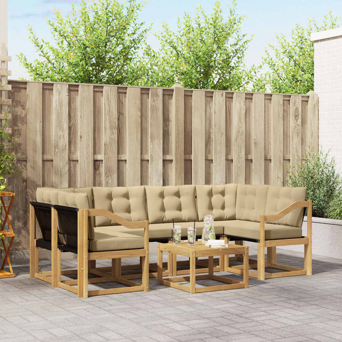 Set de canapele de exterior cu pernă 7 pcs Alb și Bej WALTI