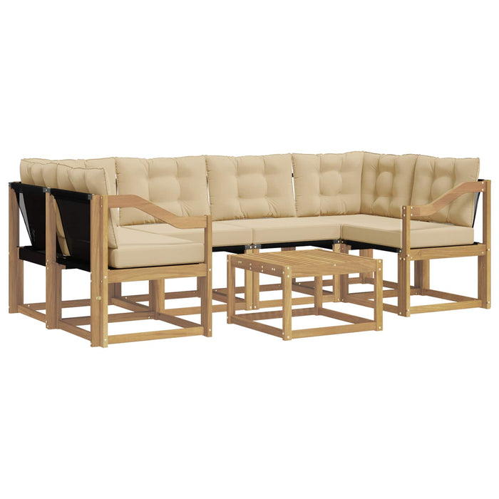 Set de canapele de exterior cu pernă 7 pcs Alb și Bej WALTI