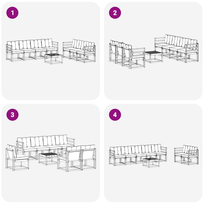 Set de canapele de exterior cu pernă 8 pcs Alb și gri deschis WALTI
