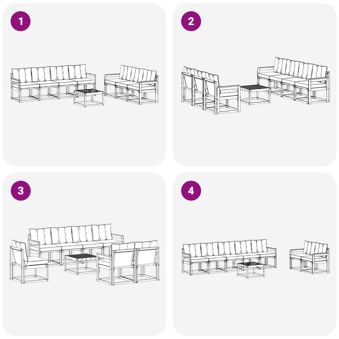 Set de canapele de exterior cu pernă 8 pcs Alb și gri deschis WALTI