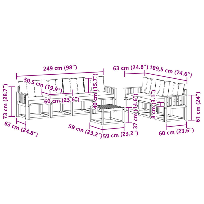 Set de canapele de exterior cu pernă 8 pcs Alb și crem WALTI
