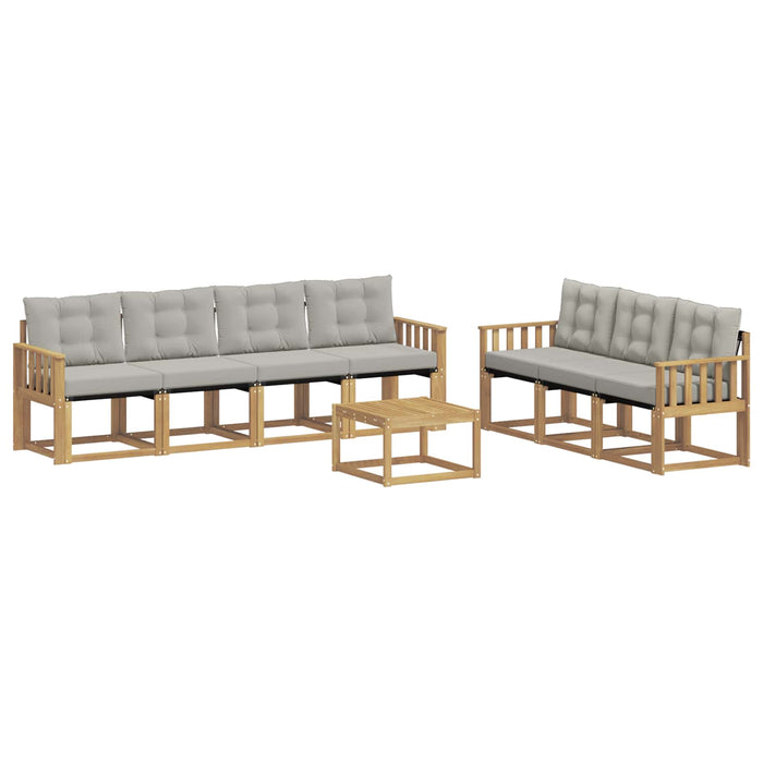 Set de canapele de exterior cu pernă 8 pcs Alb și gri deschis WALTI