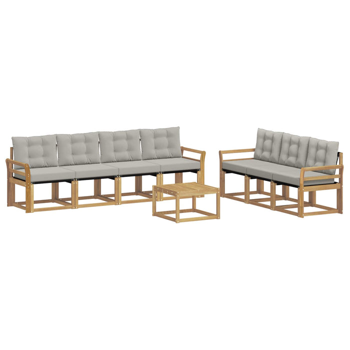 Set de canapele de exterior cu pernă 8 pcs Alb și gri deschis WALTI