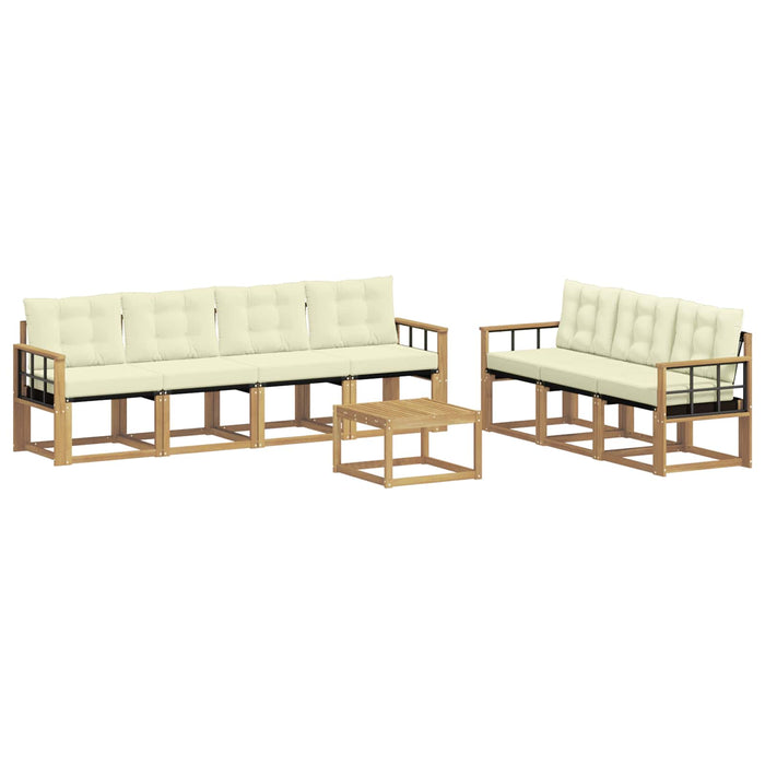 Set de canapele de exterior cu pernă 8 pcs Alb și crem WALTI
