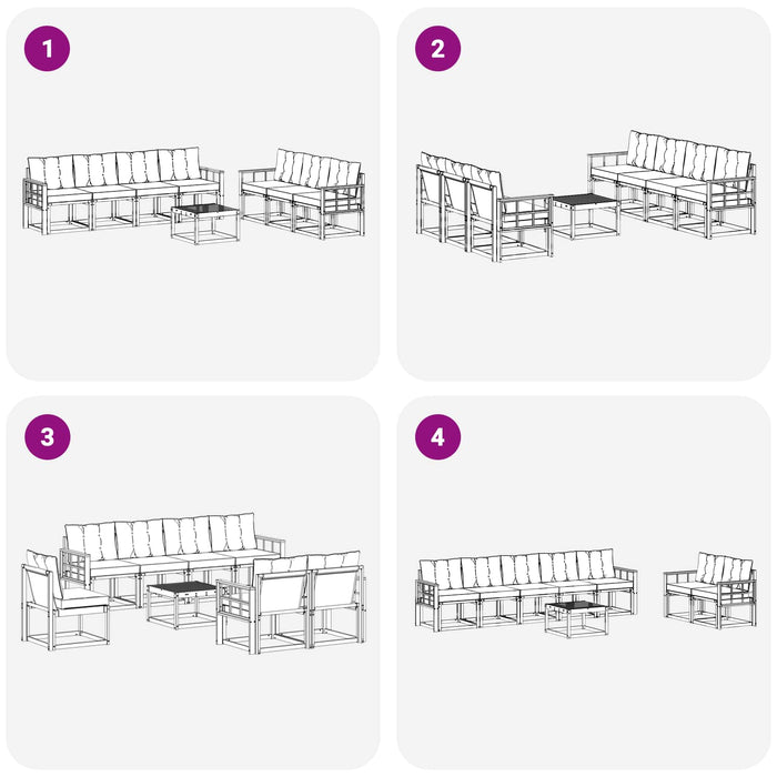 Set de canapele de exterior cu pernă 8 pcs Alb și gri deschis WALTI