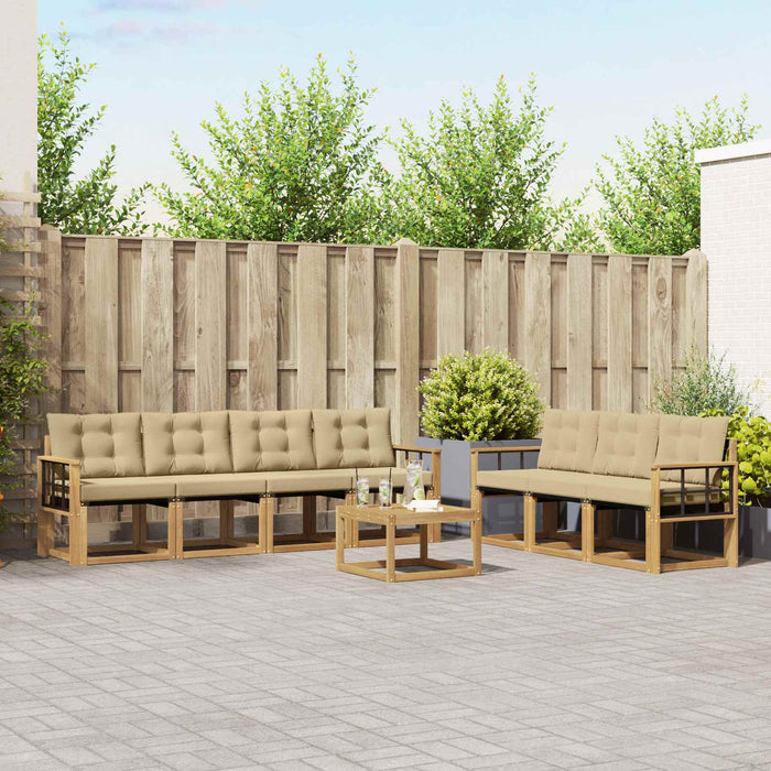 Set de canapele de exterior cu pernă 8 pcs Alb și Bej WALTI
