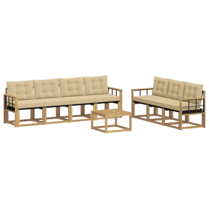 Set de canapele de exterior cu pernă 8 pcs Alb și Bej WALTI