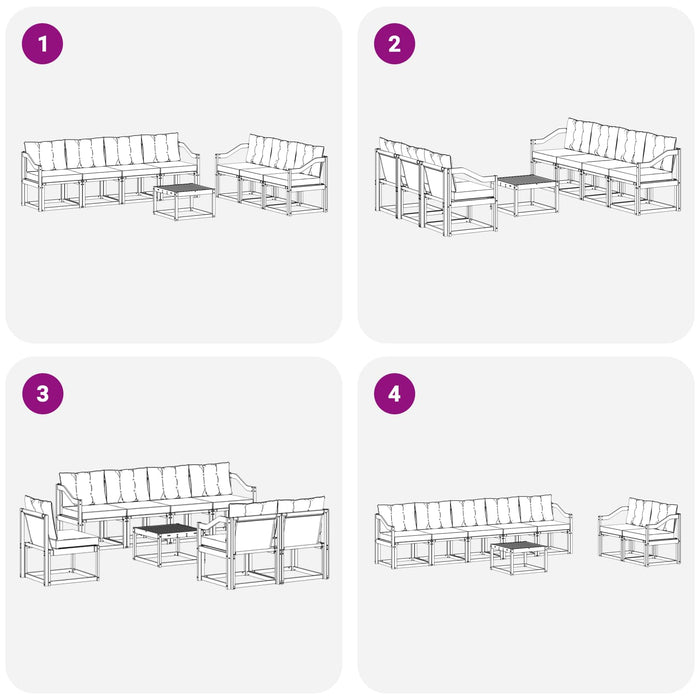 Set de canapele de exterior cu pernă 8 pcs Alb și crem WALTI