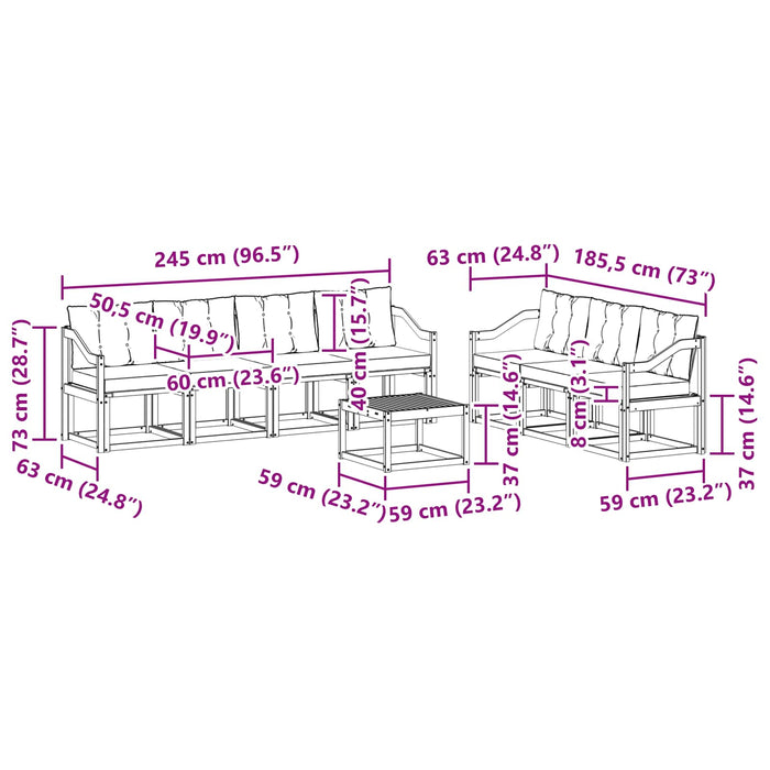 Set de canapele de exterior cu pernă 8 pcs Alb și Bej WALTI