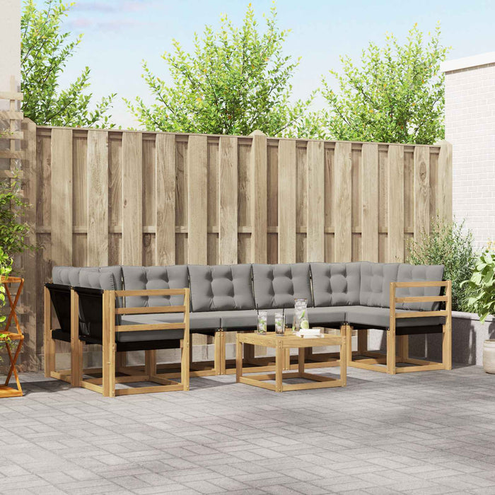 Set de canapele de exterior cu pernă 8 pcs Alb și gri deschis WALTI