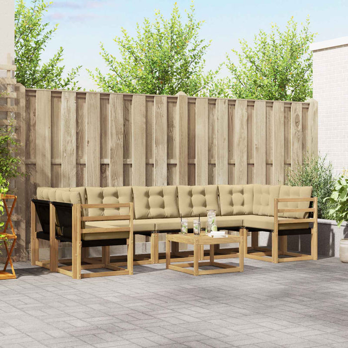 Set de canapele de exterior cu pernă 8 pcs Alb și Bej WALTI