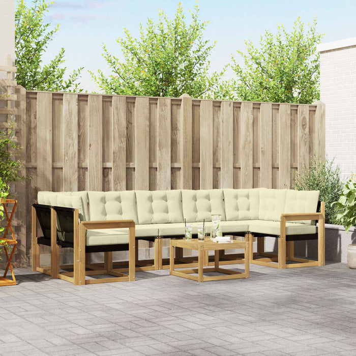 Set de canapele de exterior cu pernă 8 pcs Alb și crem WALTI