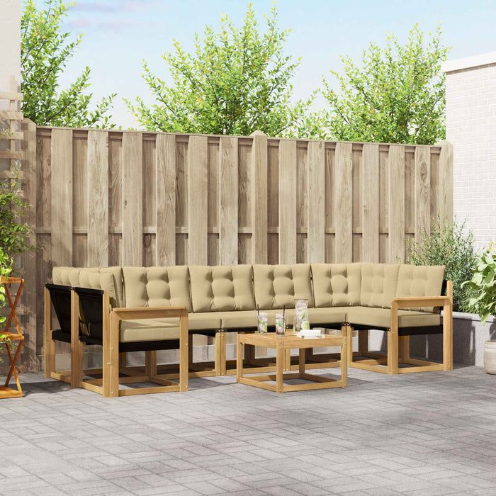 Set de canapele de exterior cu pernă 8 pcs Alb și Bej WALTI
