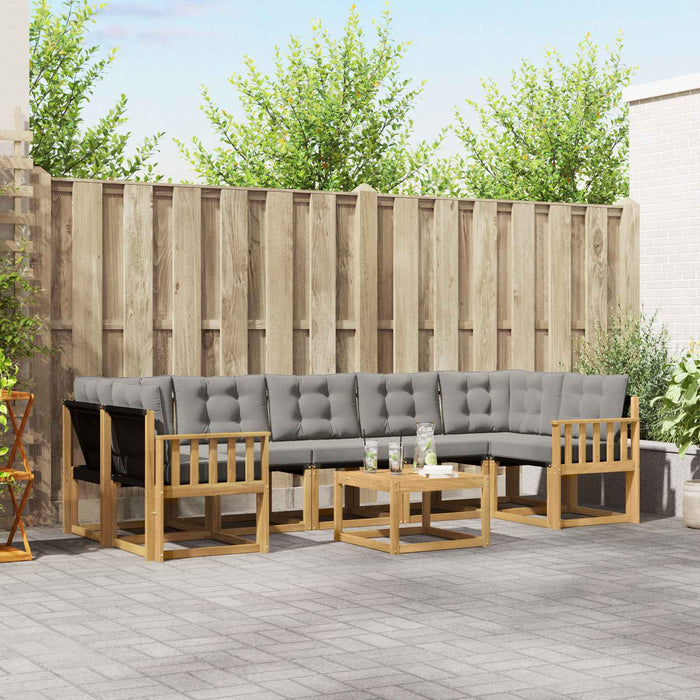 Set de canapele de exterior cu pernă 8 pcs Alb și gri deschis WALTI